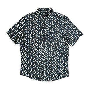 PUBLIC OPINION Men’s Black Yellow Print Short Sleeve Button Down Shirt